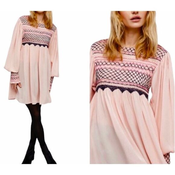 Free People Late Night Smocked Dress Size Small - Picture 1 of 10